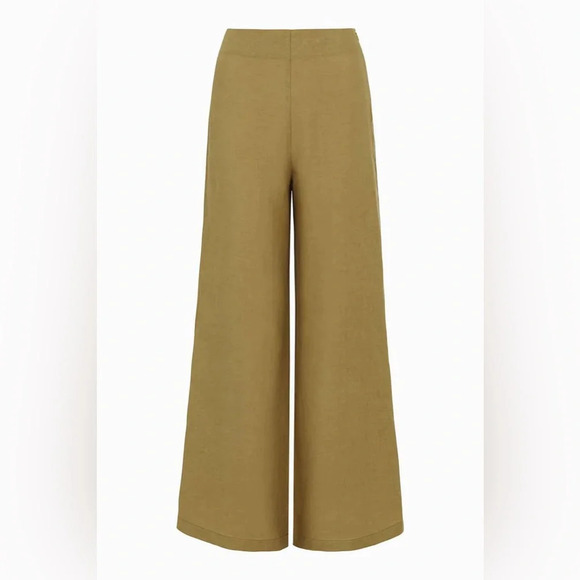 arkitaip Clara Flared Linen Trousers Willow Green High Rise 100% Belgian Linen - Picture 2 of 10